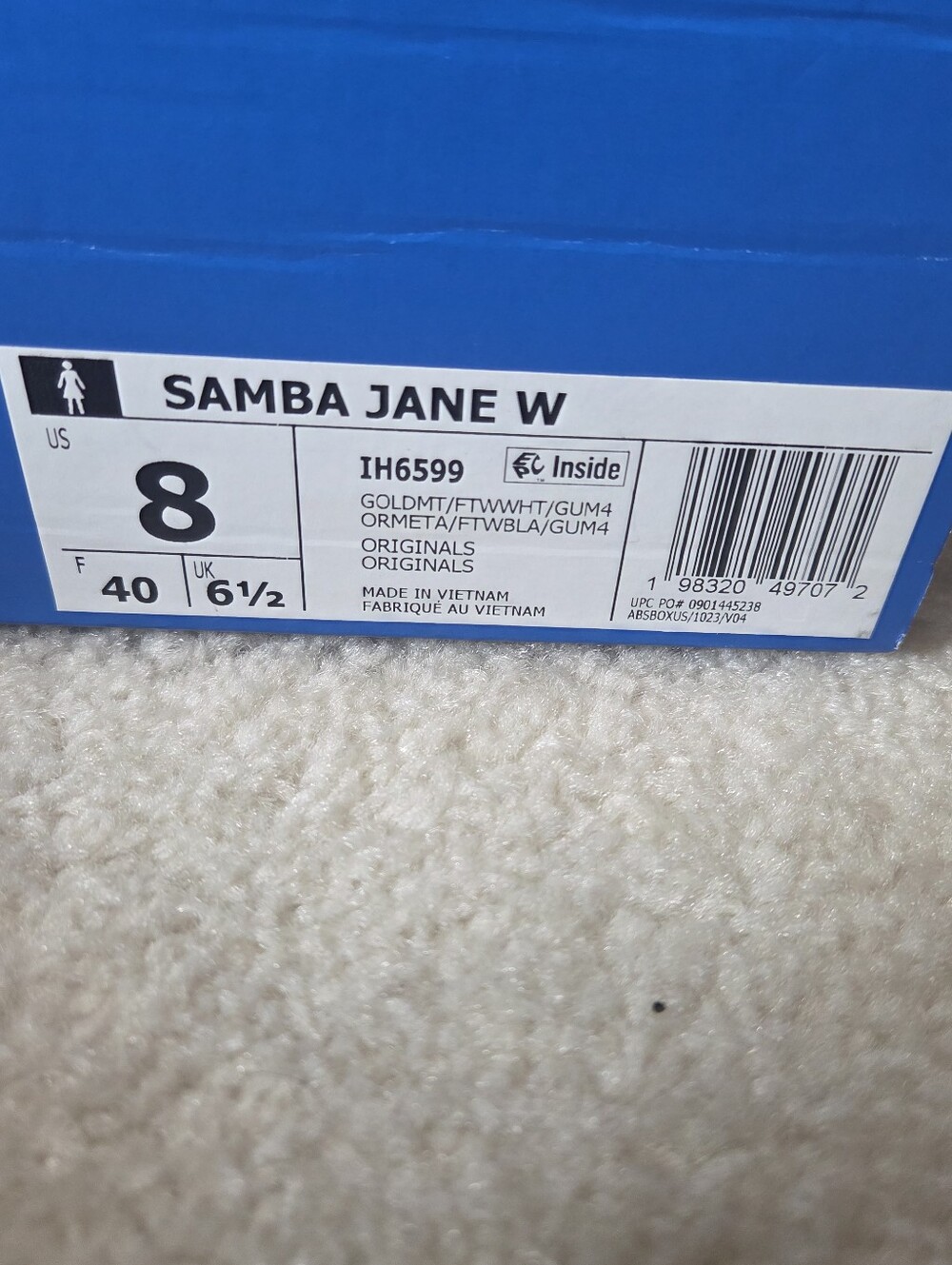 ADIDAS GOLD SAMBA JANE SNEAKER/SHOE - Picture 8 of 9